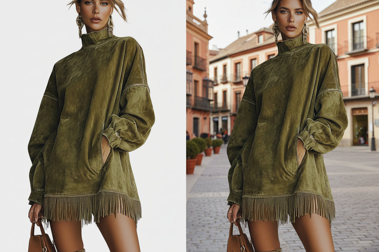 Sheri | Vestido de Ante con Flecos