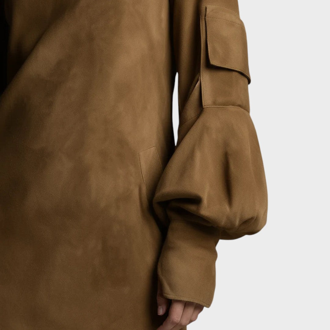 Mimi | Vestido Corto de Ante con Cuello Alto