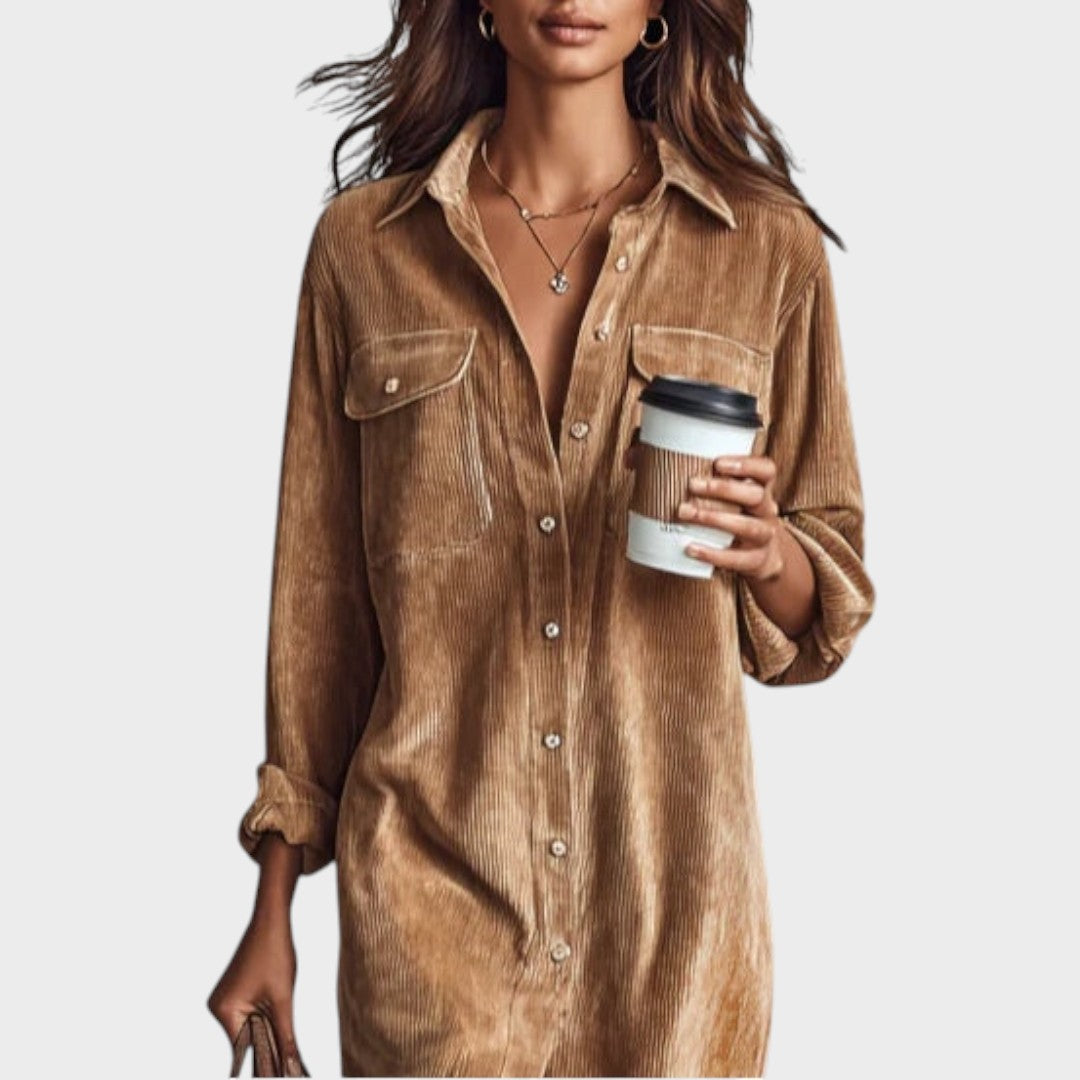 Constança | Vestido Midi Holgado de Pana