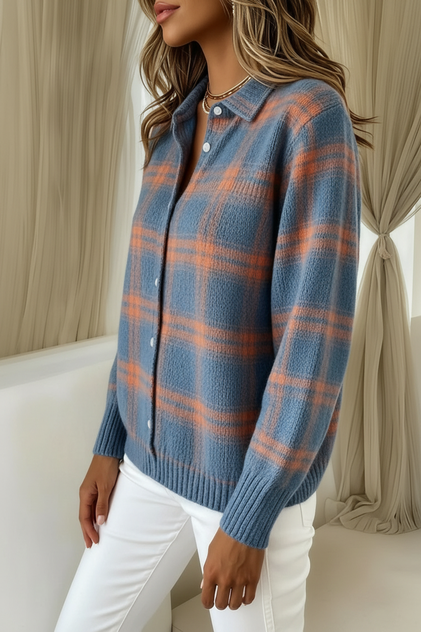 MIRA | Blusa suave con estampado de cuadros